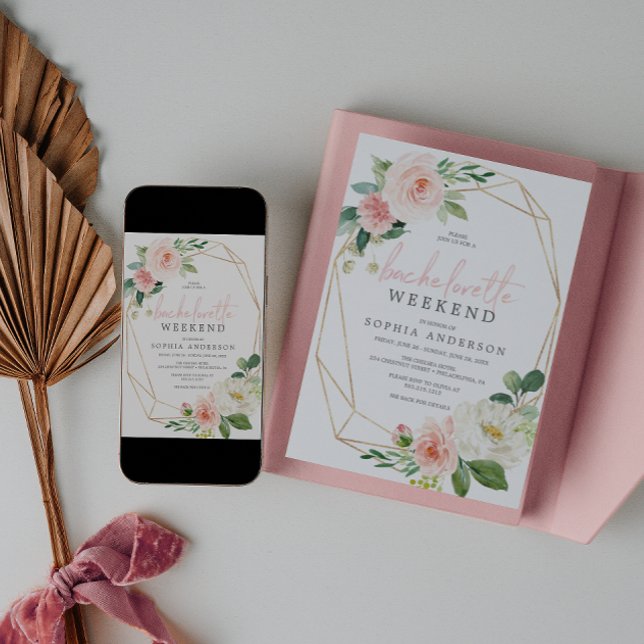 Bachelorette Helg Itinerary Airy  Blommigt Inbjudningar (Skapare uppladdad)