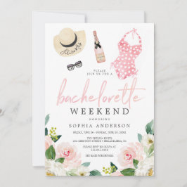 Bachelorette Helg Itinerary Airy  Blommigt Inbjudningar