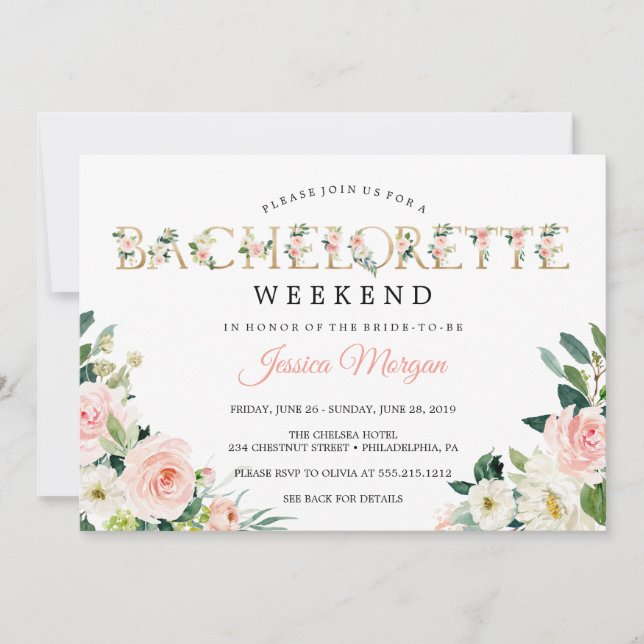 Bachelorette Helg Itinerary Airy  Inbjudningar (Framsida)
