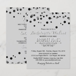 Bachelorette Helg Itinerary Black Silver Grått Inbjudningar
