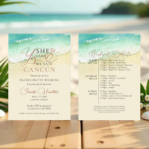 Bachelorette Helg Itinerary Cancun Beach Inbjudningar