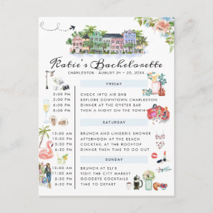 Bachelorette Helg Itinerary Charleston, SC In Inbjudan Vykort