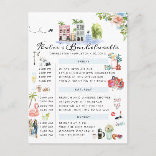 Bachelorette Helg Itinerary  Charleston, SC Inbjudan Vykort