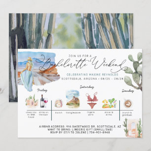 Bachelorette Helg Itinerary Desert Cactus Inbjudningar