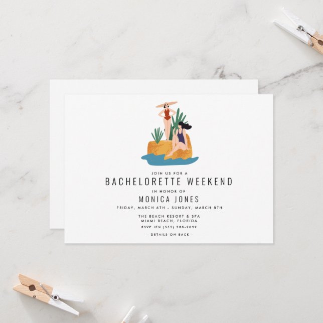 Bachelorette Helg Itinerary Girl Resa Inbjudningar (Fram/Back In Situ)