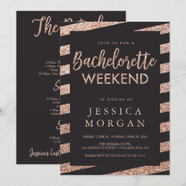 Bachelorette Helg Itinerary Glitter Rand Inbjudningar