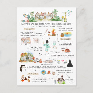 Bachelorette Helg Itinerary Hösten Halloween Inbjudan Vykort