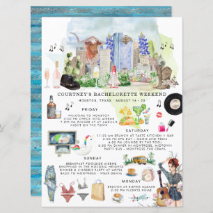 Bachelorette Helg Itinerary   Houston, Texas Inbjudningar