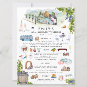 Bachelorette Helg Itinerary Napa Winery Inbjudningar