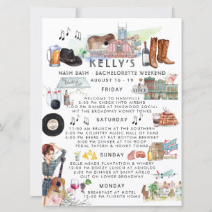 Bachelorette Helg Itinerary Nashville Inbjudningar