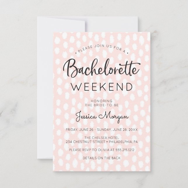 Bachelorette Helg Itinerary Rustic Rosa Inbjudningar (Framsida)
