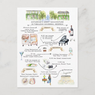 Bachelorette Helg Itinerary   Savannah, Georgien Inbjudan Vykort