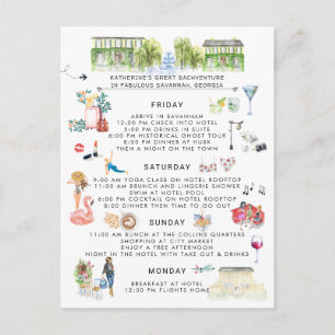 Bachelorette Helg Itinerary Savannah, Georgien Inbjudan Vykort