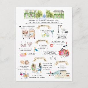 Bachelorette Helg Itinerary Savannah, Georgien Inbjudan Vykort
