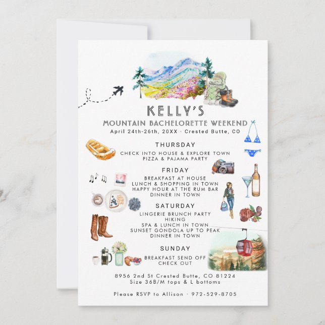 Bachelorette Helg Itinerary | Sommarläger Inbjudningar (Framsida)