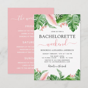 Bachelorette Helg Itinerary Tropical Handflatan Inbjudningar