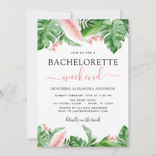 Bachelorette Helg Itinerary Tropical Handflatan Inbjudningar