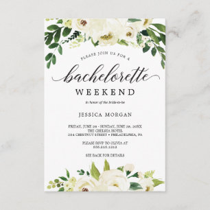 Bachelorette Helg Itinerary Vit ros Inbjudningar