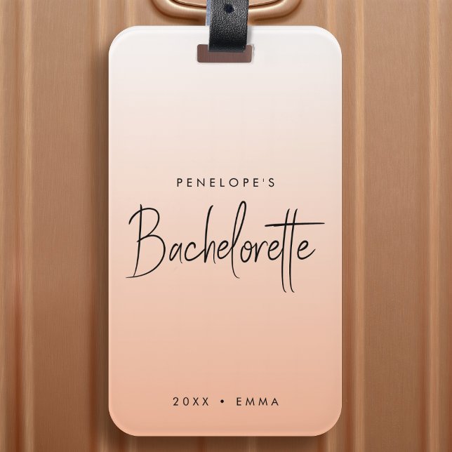 Bachelorette Helg | Koral Ombre Elegant Peach Bagagebricka (Skapare uppladdad)