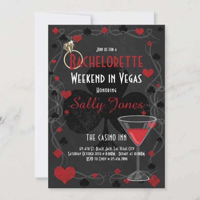 Bachelorette Helg Las Vegas Party Inbjudningar (Framsida)