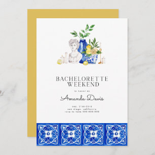 Bachelorette Helg Lemon Mediterranean Tiles Inbjudningar