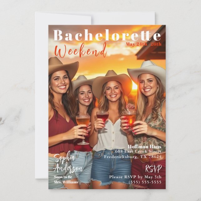 Bachelorette Helg Magazine Cover Inbjudningar (Framsida)