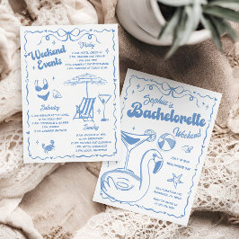 Bachelorette Helg Party Blue Inbjudningar