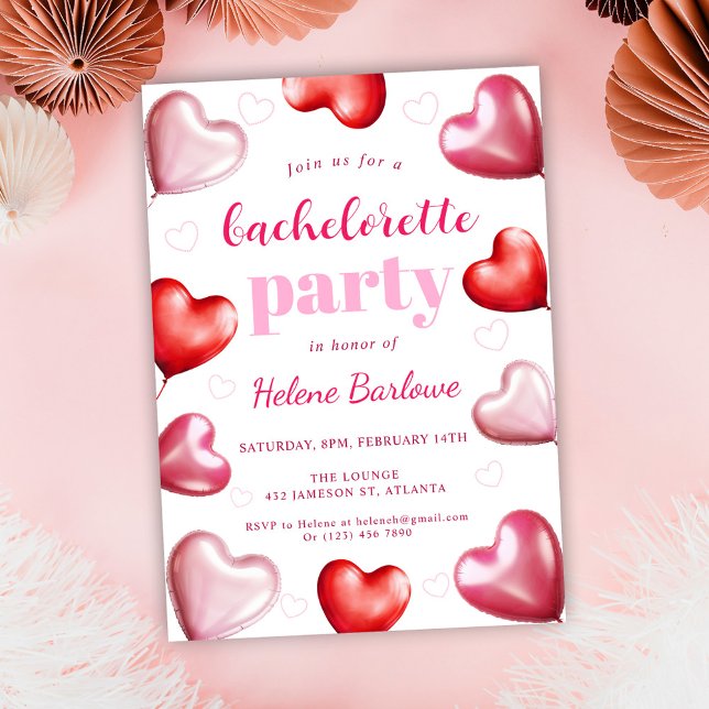 Bachelorette Helg Party Cute Girly Rosa Hearts Inbjudningar (Bachelorette Weekend Party Cute Fun Girly Pink Invitation)