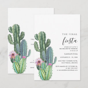 Bachelorette Helg Party med tinerär cacti Inbjudningar
