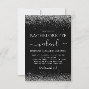 Bachelorette Helg Silver Modern Glitter Party Inbjudningar