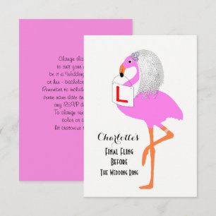 Bachelorette Hen Party Funny Rosa Flamingo Bride Inbjudningar