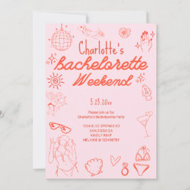 Bachelorette-inbjudan Doodle Beach Party Inbjudningar
