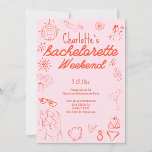 Bachelorette-inbjudan Doodle Beach Party Inbjudningar