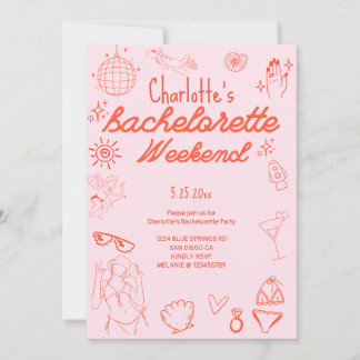 Bachelorette-inbjudan Doodle Beach Party Inbjudningar