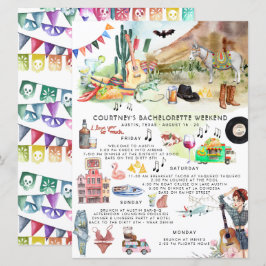 Bachelorette Itinerary | Austin, Texas Fiesta Inbjudningar
