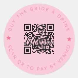 Bachelorette Köp en Rosa för dricksvatten QR-kod Runt Klistermärke