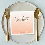 Bachelorette | Koral Ombre Elegant Peach Pappersservett<br><div class="desc">Denna korallombre Bachelorette Party anpassad design har en handskriven manustypografi och en persienfärgad toningsbakgrund. Du kan enkelt anpassa namn,  datum och hashtag för den blivande bruden eller lägga till ett eget anpassningsbar-meddelande! Den perfekt elegantens tillbehör till ett bachelorette-parti eller Bachelorette helg!</div>