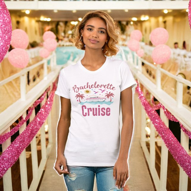 Bachelorette-kryssning Rosa glitter Matchande t-sh T Shirt (Skapare uppladdad)