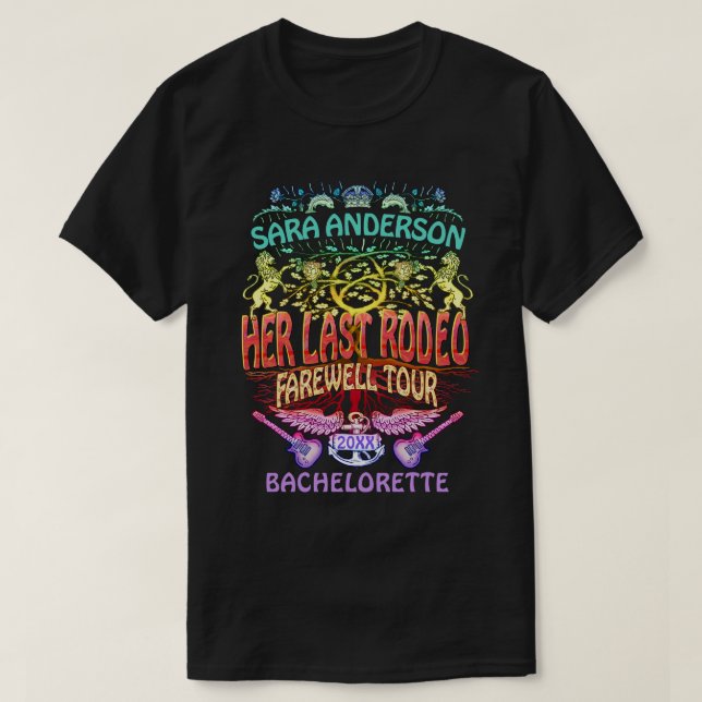 Bachelorette Last Rodeo Retro Band Consert Neon T Shirt (Design framsida)