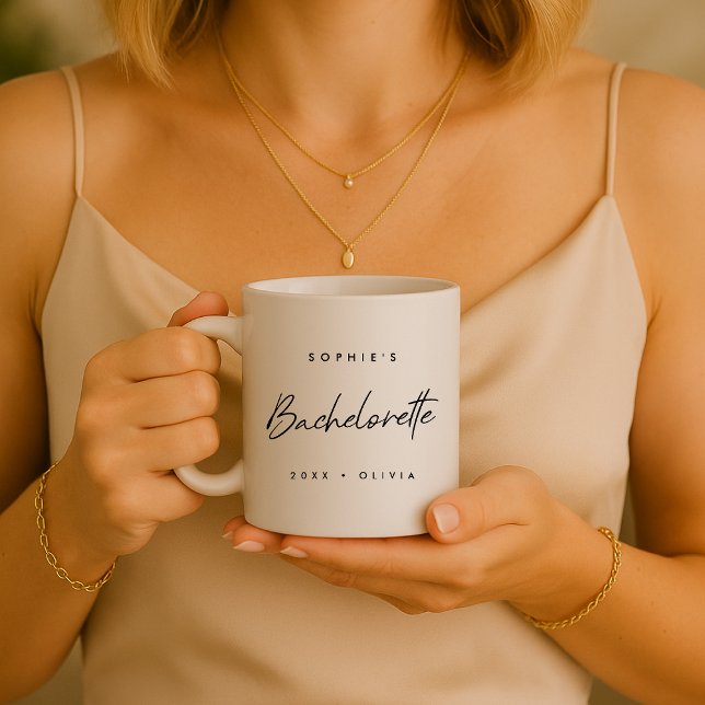 Bachelorette | Minimalistiskt skript Modern Brides Kaffemugg (Skapare uppladdad)