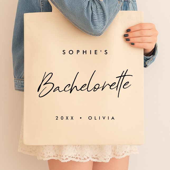 Bachelorette | Minimalistiskt skript Modern Brides Tygkasse (Skapare uppladdad)