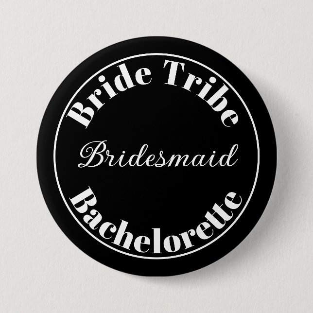 Bachelorette Modern Bride Tribe Black and White Knapp (Framsida)