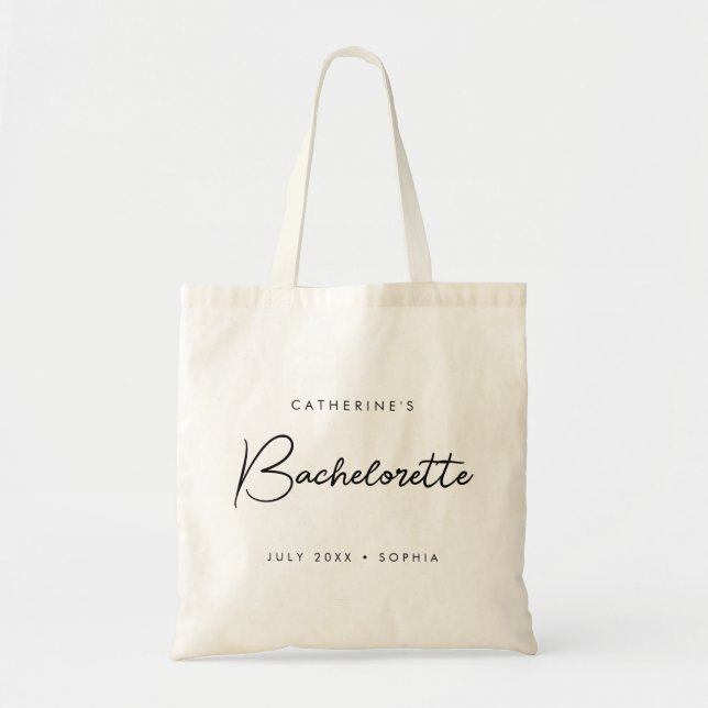 Bachelorette | Modern Minimalistisk handskrift Tygkasse (Framsidan)