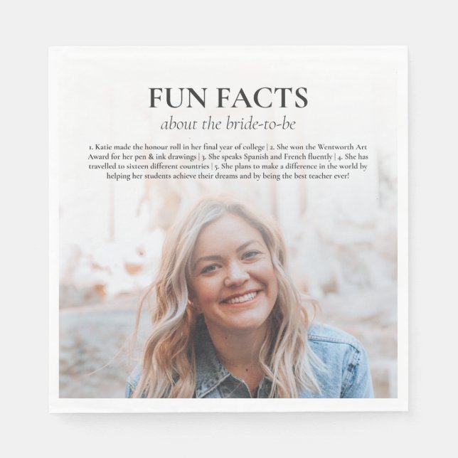 Bachelorette Möhippa Bride to be Roligt Facts Pappersservett (Framsidan)