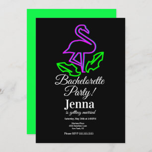 Bachelorette Neon Flamingo Tropical Möhippa Inbjudningar