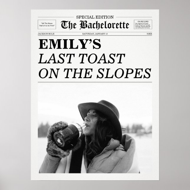 Bachelorette Newspaper Toast on Slopes Poster (Framsidan)