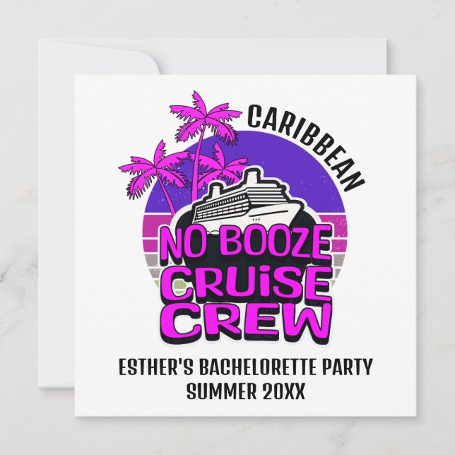 Bachelorette NO SPRIT CRUISE CREW Destination Inbjudningar (Framsida)