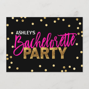 BACHELORETTE PARTIET shock rosa Guld Inbjudningar