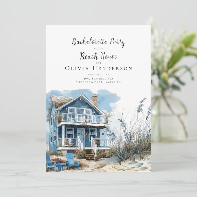 Bachelorette-partiet vid Beach House Inbjudningar (Stående Fram)