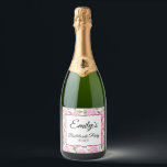 Bachelorette Party<br><div class="desc">Fira kärlek, skratt och ett oförglömligt helg med vår rosa och grönt, vattenrammat anpassningsbar vin, designad bara för möhippor! Den här chicen och snyggten är perfekten som tillägg till ditt vin flaskor för en flickas flyktväg i Vegas. Med mjuka vattenfärgsvätskor i pulserande rosa och grönt ger konstruktionen en ny, blommigt...</div>